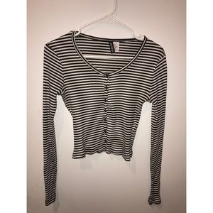 Black & White Striped Crop Top